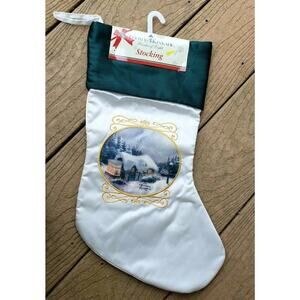 NEW "SILENT NIGHT" THOMAS KINKADE CHRISTMAS STOCKING 18"